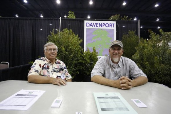 L-R, Robert Davenport and son Jeff exhibiting at FANN's NATIVE PLANT SHOW in April 2013. They had beautiful big Myrsines, Simpson Stoppers and more.