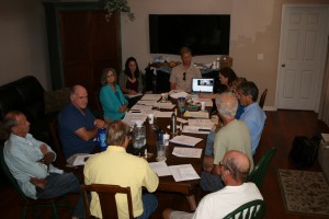FANN board at work. Clockwise from lower right: Jerry Fritz, Eddie McKeithen (yellow shirt), John Sibley, Bruce Turley, Nancy Bissett, Alyssa Lavoro, Chris Holly, Jenny Evans 