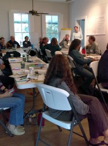 Facilitator Jay Madigan supports Chris Holly in trying to make the group settle on their top 5 likes.