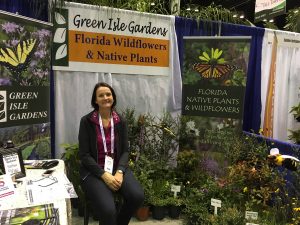 Landscape Designer Kirsten Sharp-Ortega in the Green Isle Gardens booth.